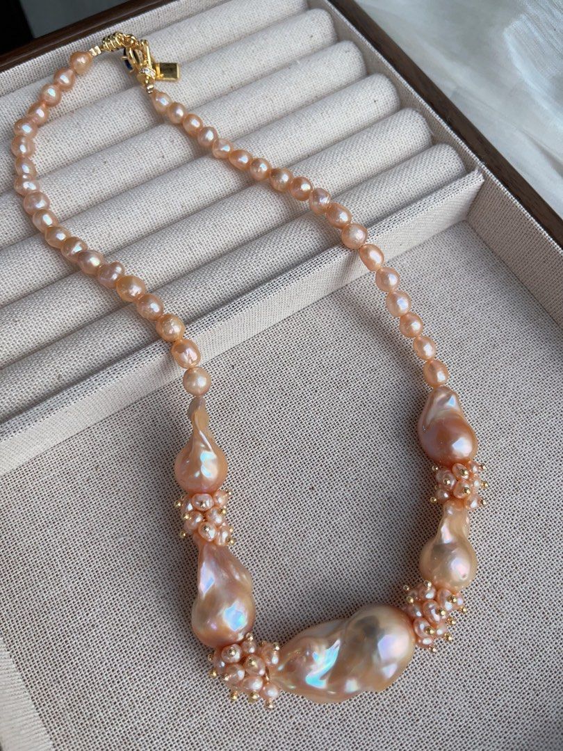 #PN936 [Floral Series] Freshwater Pearl Necklace | Orange 🍊 Juice | Orange-golden Lustrous Baroque | Fishtail Baroque | Excellent Lustre | Golden Times| Anniversary Gift 💝 | Golden Wishes to You