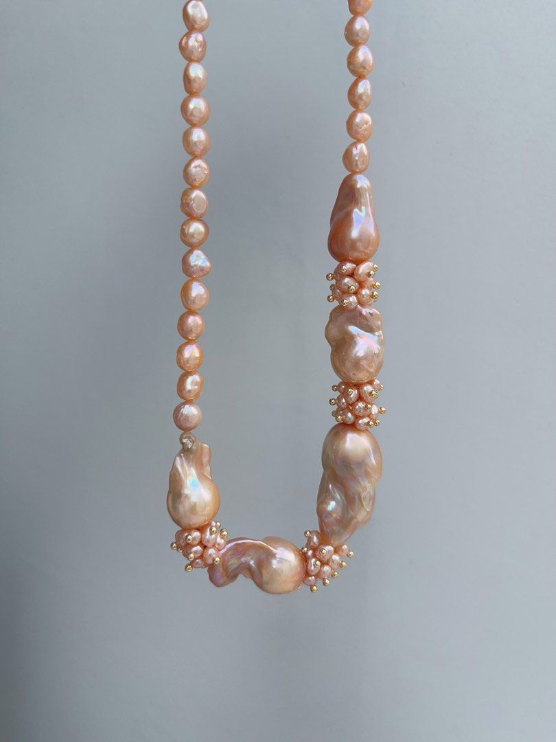 #PN936 [Floral Series] Freshwater Pearl Necklace | Orange 🍊 Juice | Orange-golden Lustrous Baroque | Fishtail Baroque | Excellent Lustre | Golden Times| Anniversary Gift 💝 | Golden Wishes to You