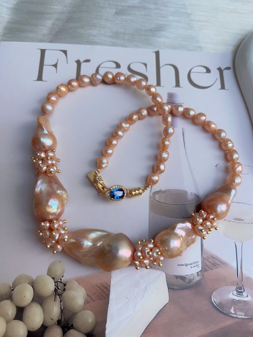 #PN936 [Floral Series] Freshwater Pearl Necklace | Orange 🍊 Juice | Orange-golden Lustrous Baroque | Fishtail Baroque | Excellent Lustre | Golden Times| Anniversary Gift 💝 | Golden Wishes to You