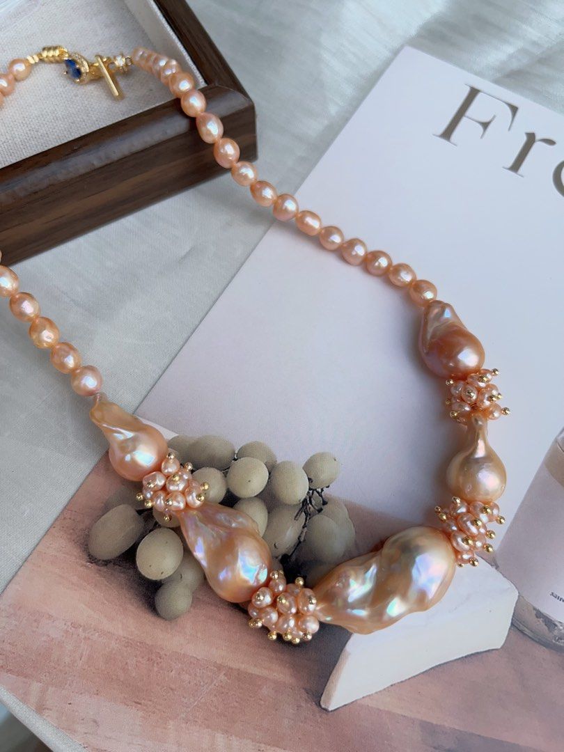 #PN936 [Floral Series] Freshwater Pearl Necklace | Orange 🍊 Juice | Orange-golden Lustrous Baroque | Fishtail Baroque | Excellent Lustre | Golden Times| Anniversary Gift 💝 | Golden Wishes to You
