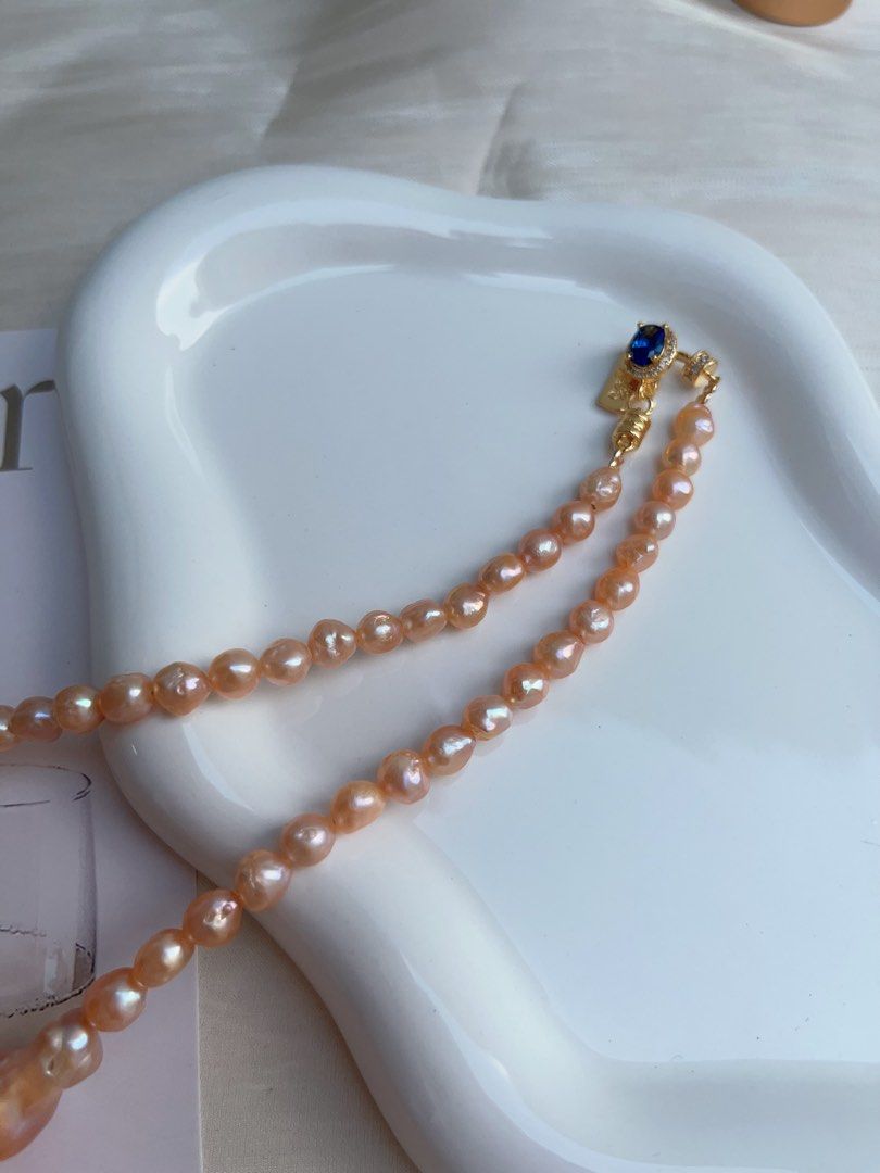 #PN936 [Floral Series] Freshwater Pearl Necklace | Orange 🍊 Juice | Orange-golden Lustrous Baroque | Fishtail Baroque | Excellent Lustre | Golden Times| Anniversary Gift 💝 | Golden Wishes to You