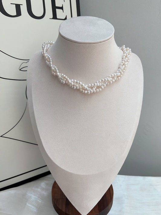 #PN937 Freshwater Pearl Necklace | 3-layer Braided Design| Can be Expanded to A Long Necklace | Lustrous Baby Pearl | Delicate Craftsmanship| Specially for You