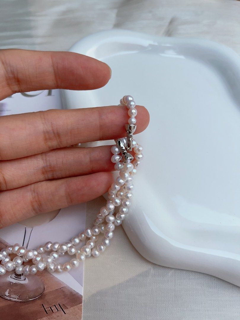 #PN937 Freshwater Pearl Necklace | 3-layer Braided Design| Can be Expanded to A Long Necklace | Lustrous Baby Pearl | Delicate Craftsmanship| Specially for You