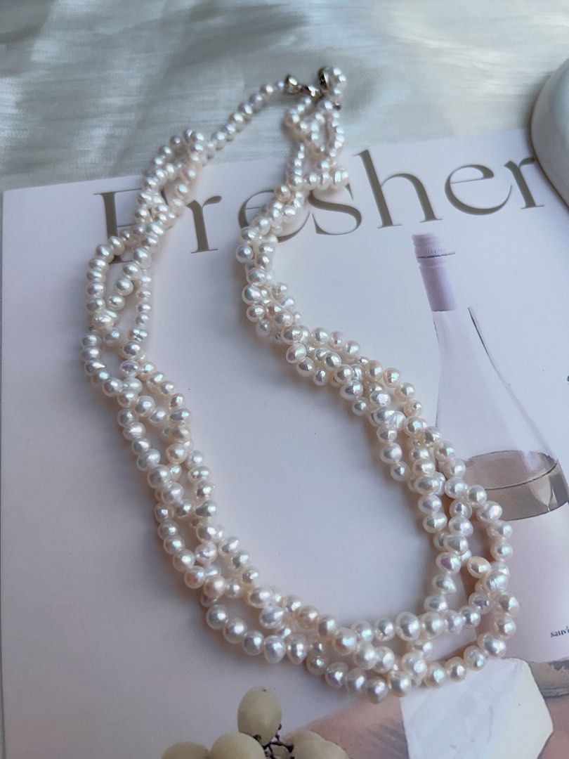 #PN937 Freshwater Pearl Necklace | 3-layer Braided Design| Can be Expanded to A Long Necklace | Lustrous Baby Pearl | Delicate Craftsmanship| Specially for You