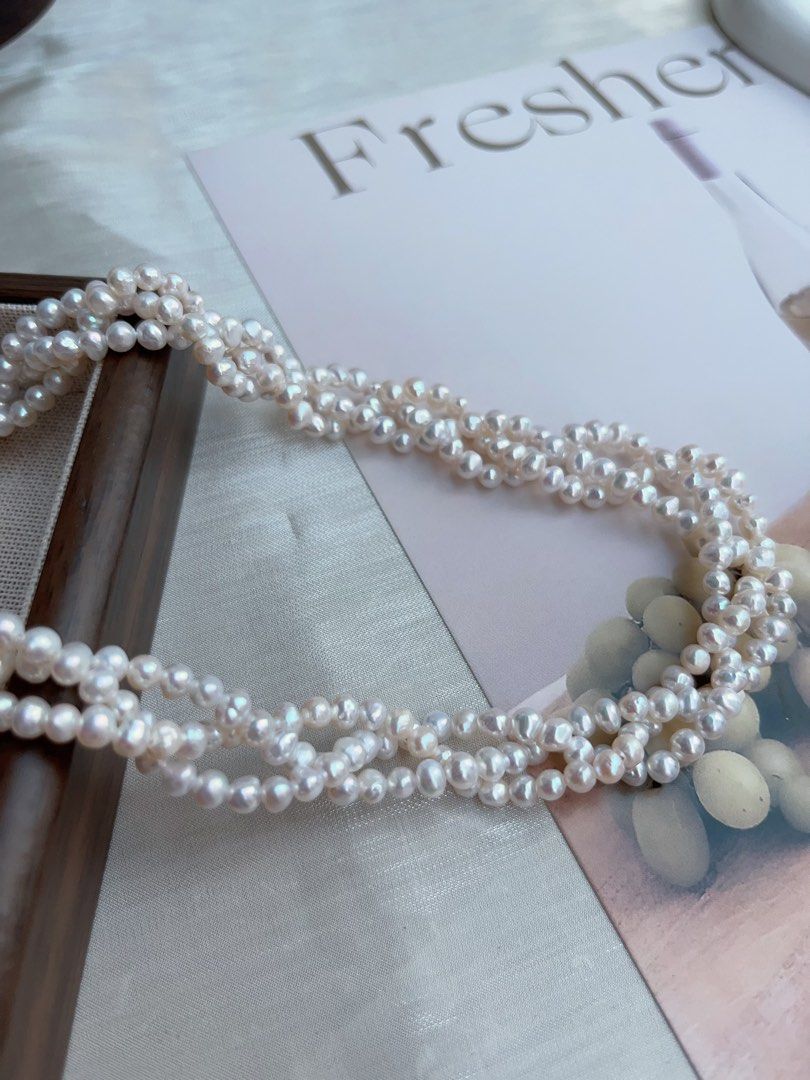 #PN937 Freshwater Pearl Necklace | 3-layer Braided Design| Can be Expanded to A Long Necklace | Lustrous Baby Pearl | Delicate Craftsmanship| Specially for You