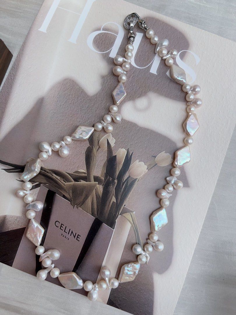 #PN946 Freshwater Pearl Necklace | Diamond Shaped Baroque | Lustrous | Bulb 💡 Shape Baroque | Jewelry That Never Goes Out Of Style | 45cm