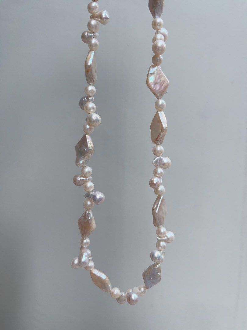 #PN946 Freshwater Pearl Necklace | Diamond Shaped Baroque | Lustrous | Bulb 💡 Shape Baroque | Jewelry That Never Goes Out Of Style | 45cm