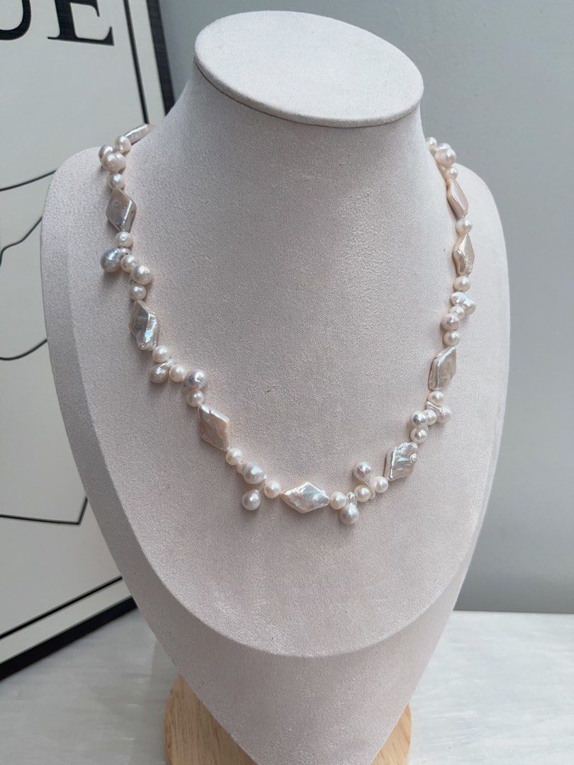 #PN946 Freshwater Pearl Necklace | Diamond Shaped Baroque | Lustrous | Bulb 💡 Shape Baroque | Jewelry That Never Goes Out Of Style | 45cm