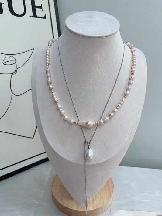 #PN949 Freshwater Pearl Necklace | Gourd, Abacus, Waterdrop Baroque Pearl | Lustrous | Beauty Born from the Sea| 47cm
