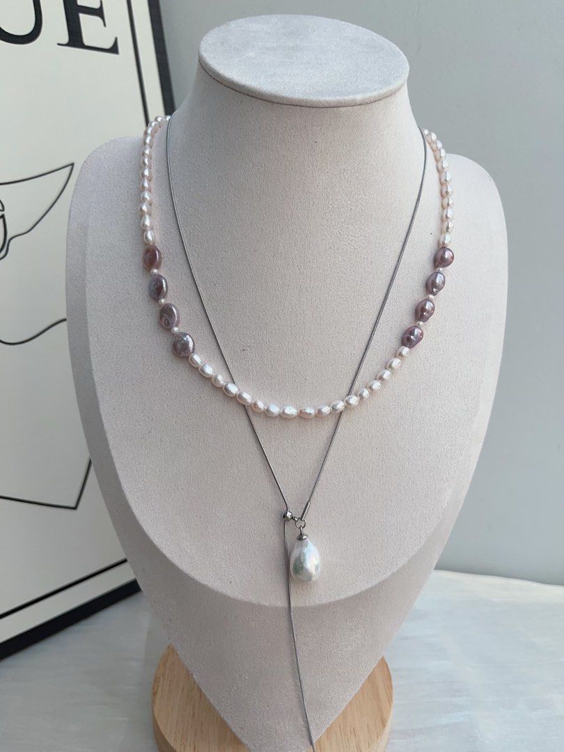 #PN952 Freshwater Pearl Necklace | Lavender Purple Coin Pearl| Gourd Baroque | Baby Keshi | Lustrous | 41+5cm| Understated Glamour, Overstated Impact