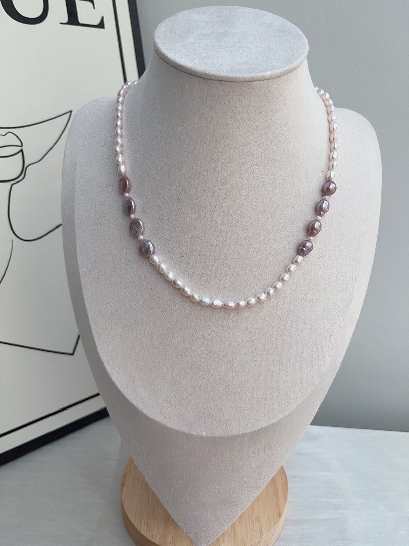 #PN952 Freshwater Pearl Necklace | Lavender Purple Coin Pearl| Gourd Baroque | Baby Keshi | Lustrous | 41+5cm| Understated Glamour, Overstated Impact