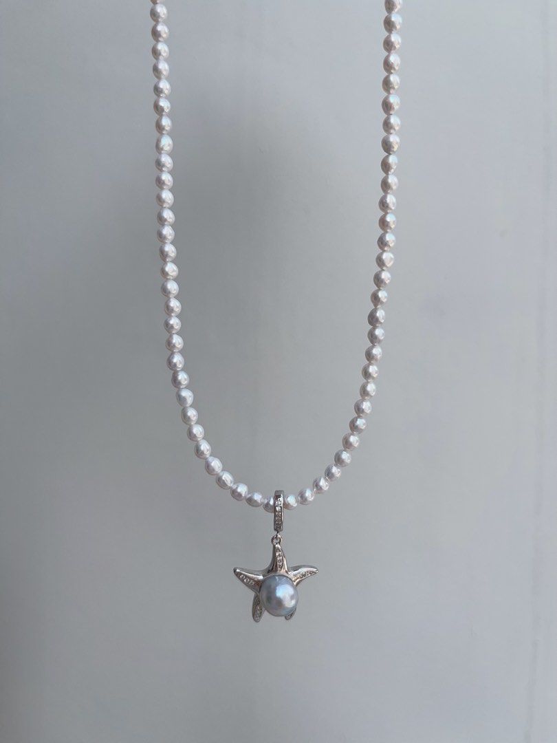 #PN953 Freshwater Pearl Necklace | 3mm Baby Pearl | Starfish Pendant Removable | Madama Pearl | 40+5cm| Pearls as Unique as You