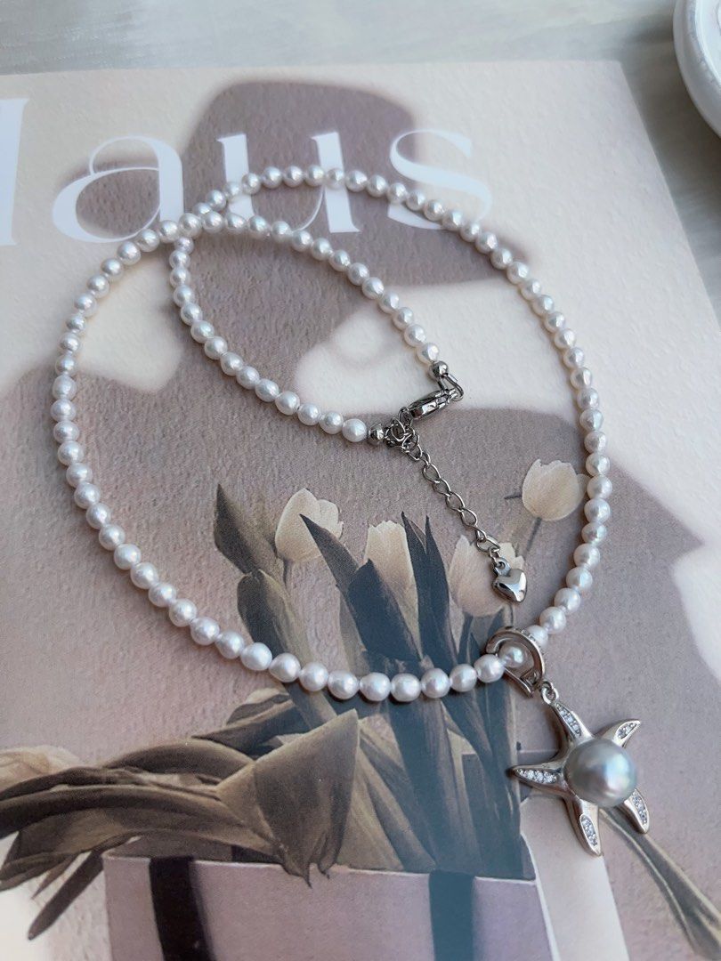 #PN953 Freshwater Pearl Necklace | 3mm Baby Pearl | Starfish Pendant Removable | Madama Pearl | 40+5cm| Pearls as Unique as You