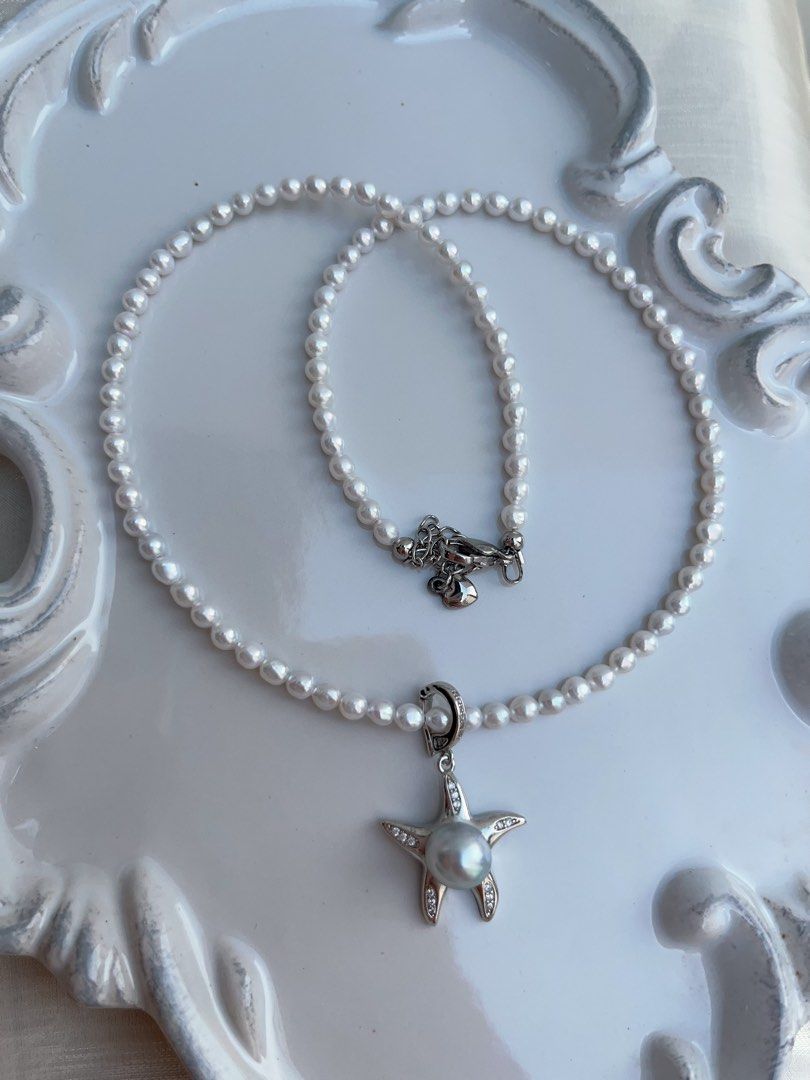 #PN953 Freshwater Pearl Necklace | 3mm Baby Pearl | Starfish Pendant Removable | Madama Pearl | 40+5cm| Pearls as Unique as You