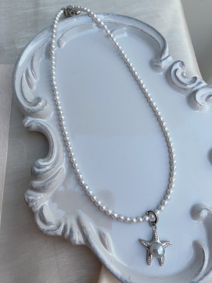 #PN953 Freshwater Pearl Necklace | 3mm Baby Pearl | Starfish Pendant Removable | Madama Pearl | 40+5cm| Pearls as Unique as You