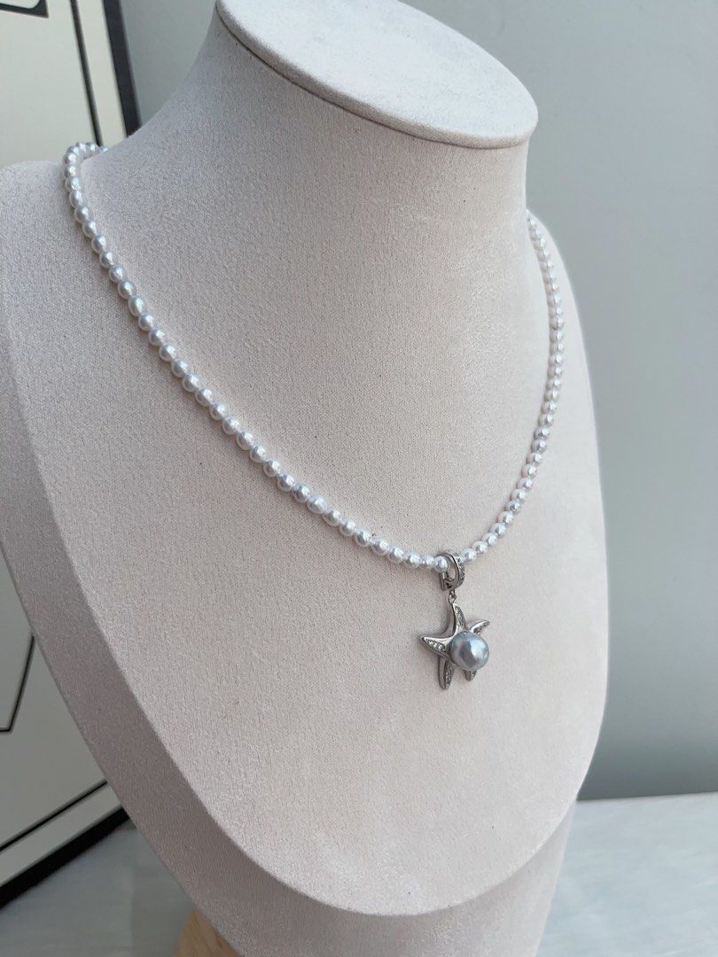 #PN953 Freshwater Pearl Necklace | 3mm Baby Pearl | Starfish Pendant Removable | Madama Pearl | 40+5cm| Pearls as Unique as You