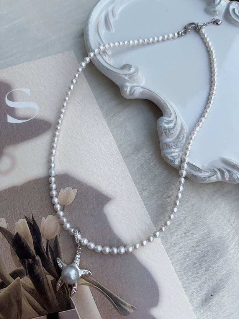 #PN953 Freshwater Pearl Necklace | 3mm Baby Pearl | Starfish Pendant Removable | Madama Pearl | 40+5cm| Pearls as Unique as You
