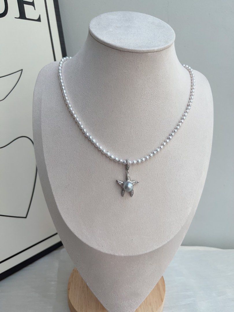 #PN953 Freshwater Pearl Necklace | 3mm Baby Pearl | Starfish Pendant Removable | Madama Pearl | 40+5cm| Pearls as Unique as You