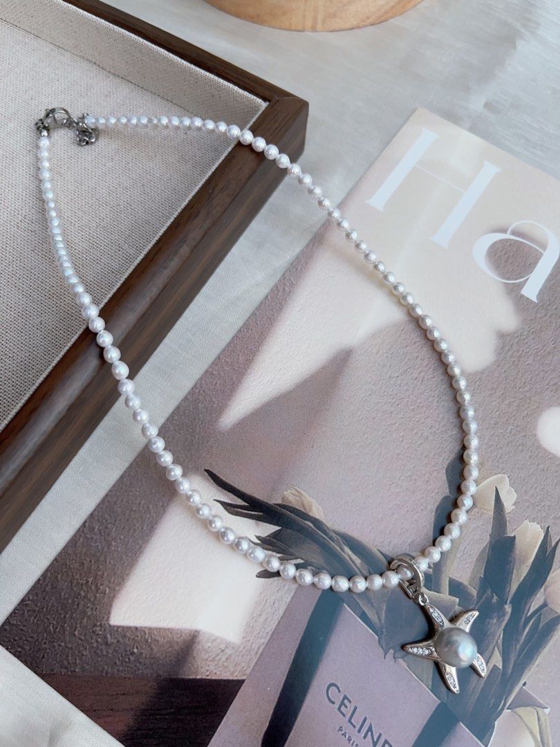 #PN953 Freshwater Pearl Necklace | 3mm Baby Pearl | Starfish Pendant Removable | Madama Pearl | 40+5cm| Pearls as Unique as You