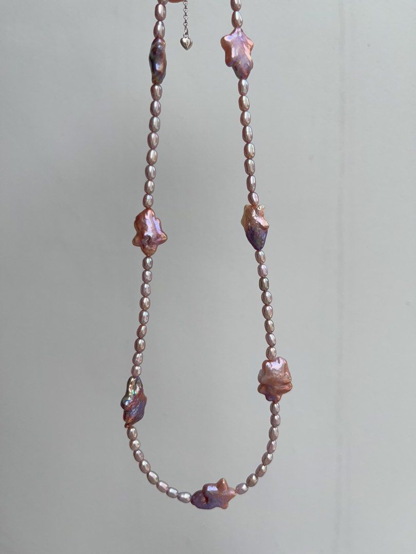 #PN955 Freshwater Pearl Necklace | Top Lustre Baby Rice Baroque | Stars 🌟 with Tails| Metallic Purple | Rare| 41+5cm| Fir Moments That Matter | Birthday Gifts 🎁