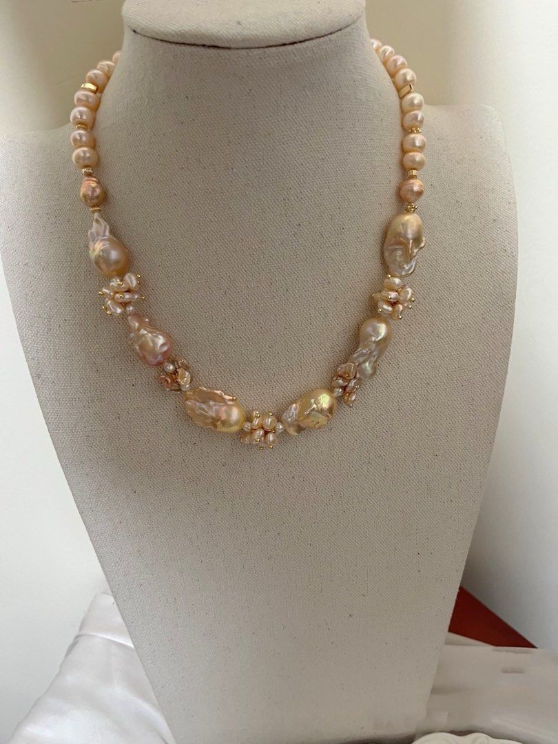 #PN980 [Floral Series] Freshwater Pearl Necklace | Light Golden Lustre | Fishtail Baroque | Big Bun Shaped Pearl | Coin Baroque | Petals| Lustrous | Perfect for Wedding 💒 | Rare Shade| Dreamy Colour | Low-key Golden Shining