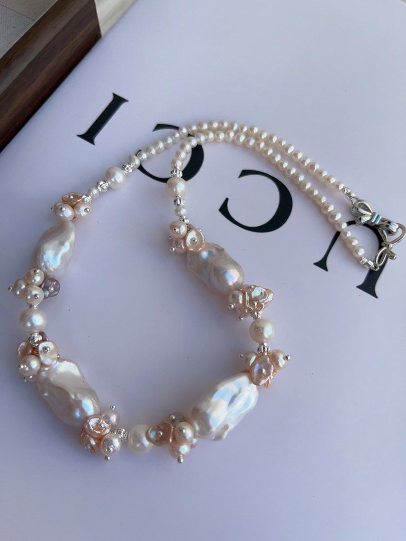 #PN988 [Floral Series] Freshwater Pearl Necklace | Mixed Colour | Fairy-tail White | Lustrous Fishtail | Petals| 44cm Long| Perfect for Wedding mg, Anniversary | Wedding in the Dream