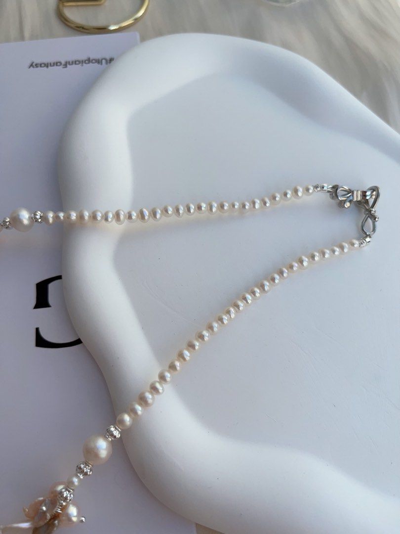 #PN988 [Floral Series] Freshwater Pearl Necklace | Mixed Colour | Fairy-tail White | Lustrous Fishtail | Petals| 44cm Long| Perfect for Wedding mg, Anniversary | Wedding in the Dream