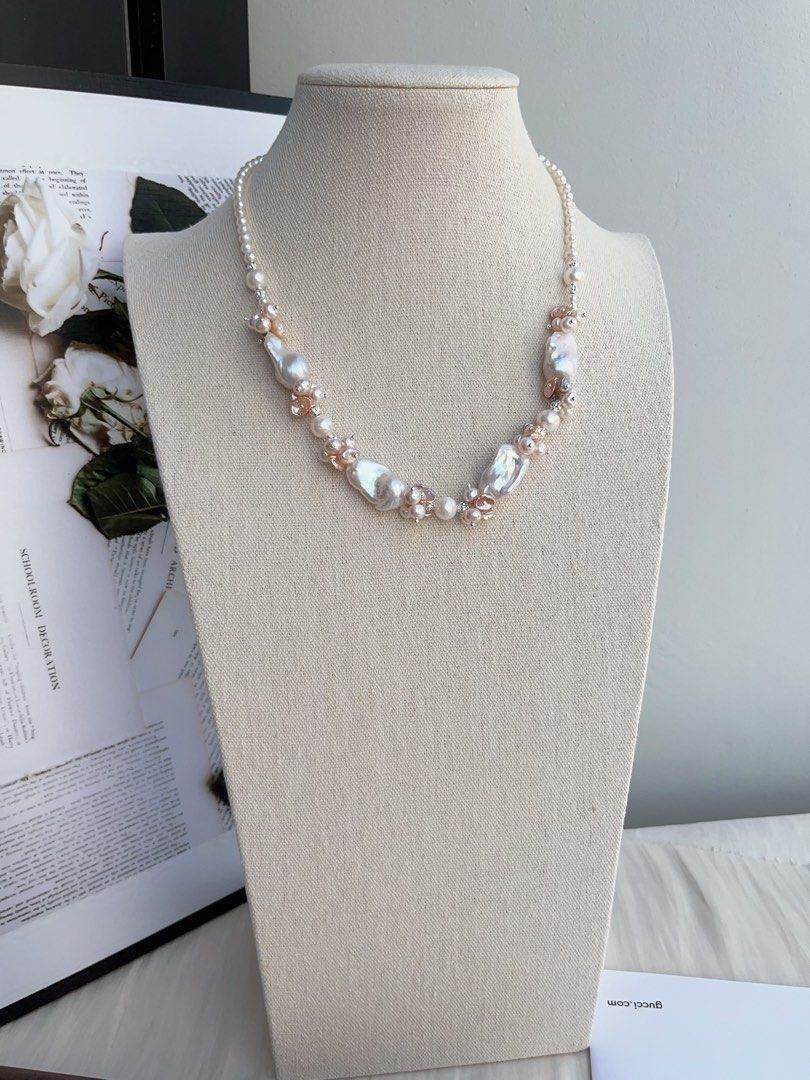 #PN988 [Floral Series] Freshwater Pearl Necklace | Mixed Colour | Fairy-tail White | Lustrous Fishtail | Petals| 44cm Long| Perfect for Wedding mg, Anniversary | Wedding in the Dream