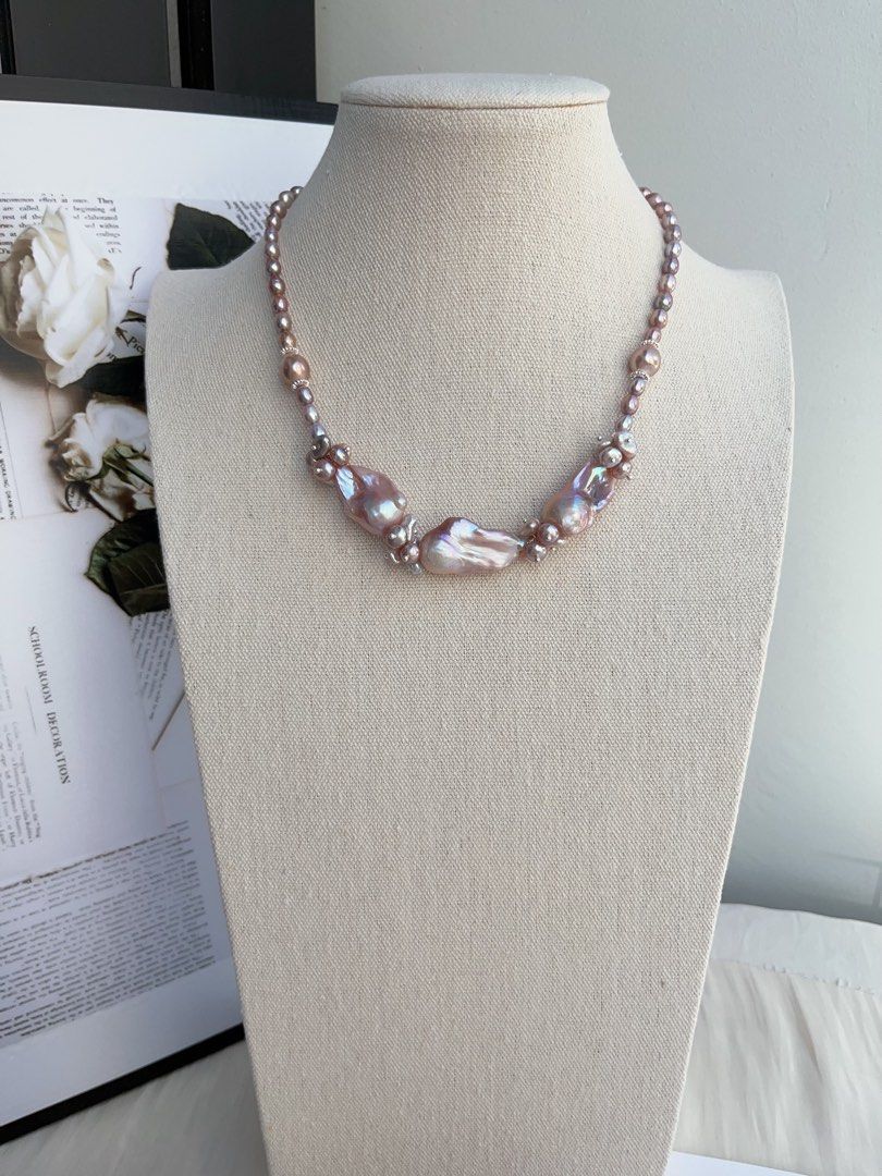 #PN989 [Floral Series] Freshwater Pearl Necklace | Purple Petals| Purple Big Fishtail Baroque Pearl | Lustrous | 41cm| You Are What You Wear