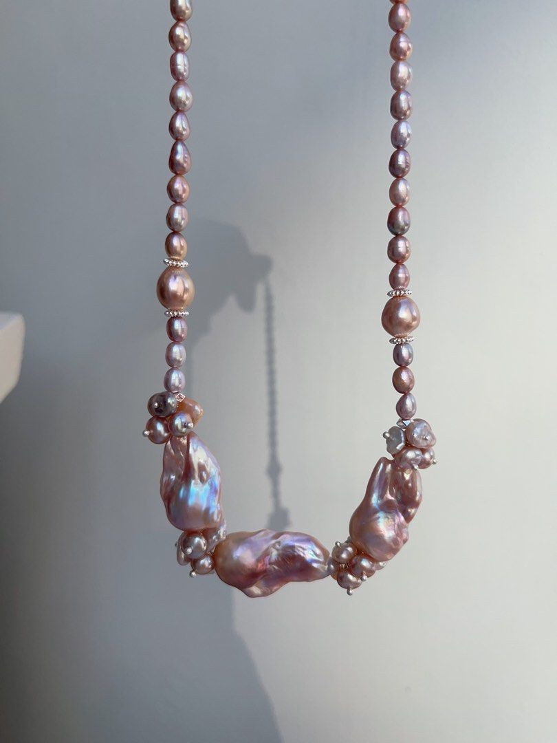 #PN989 [Floral Series] Freshwater Pearl Necklace | Purple Petals| Purple Big Fishtail Baroque Pearl | Lustrous | 41cm| You Are What You Wear