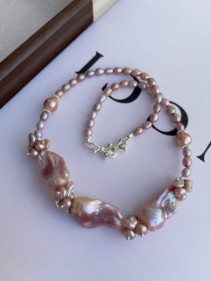 #PN989 [Floral Series] Freshwater Pearl Necklace | Purple Petals| Purple Big Fishtail Baroque Pearl | Lustrous | 41cm| You Are What You Wear