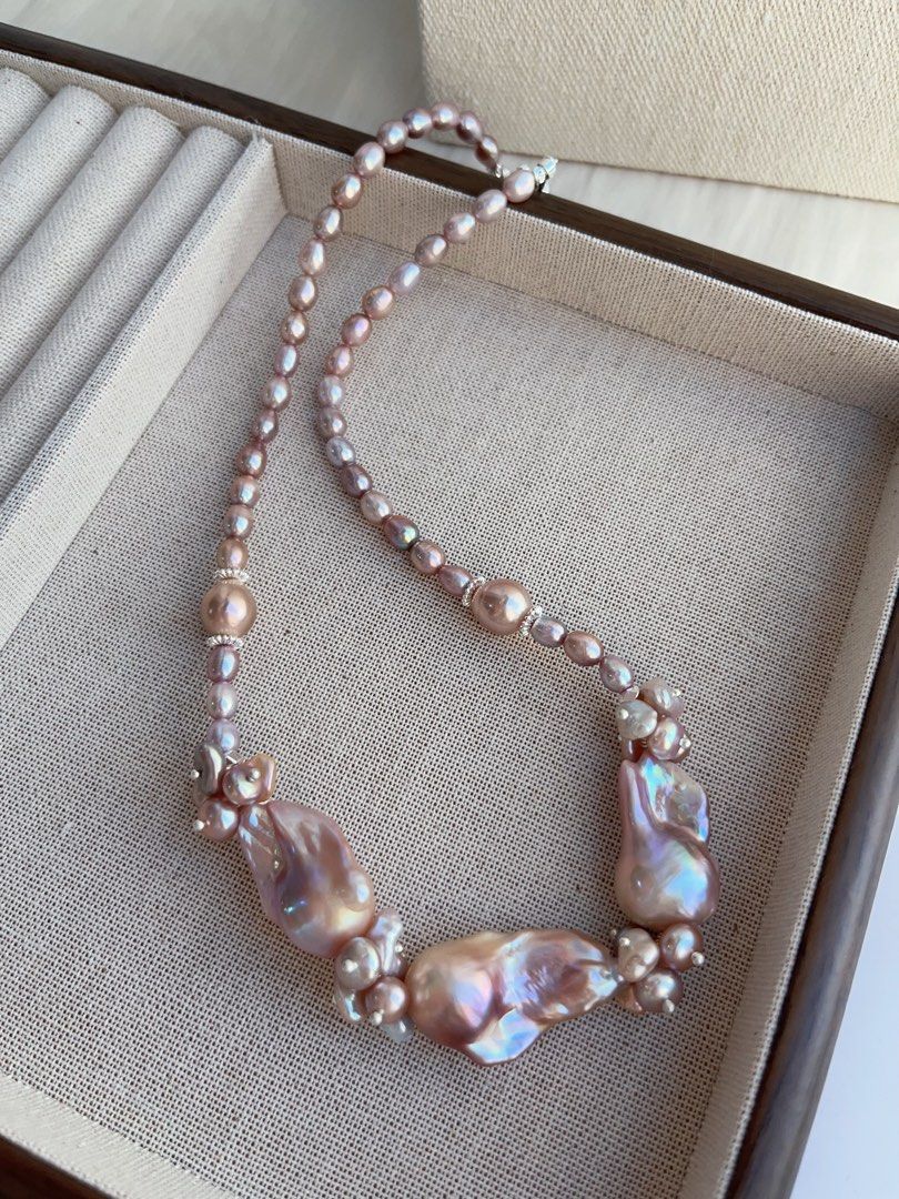 #PN989 [Floral Series] Freshwater Pearl Necklace | Purple Petals| Purple Big Fishtail Baroque Pearl | Lustrous | 41cm| You Are What You Wear