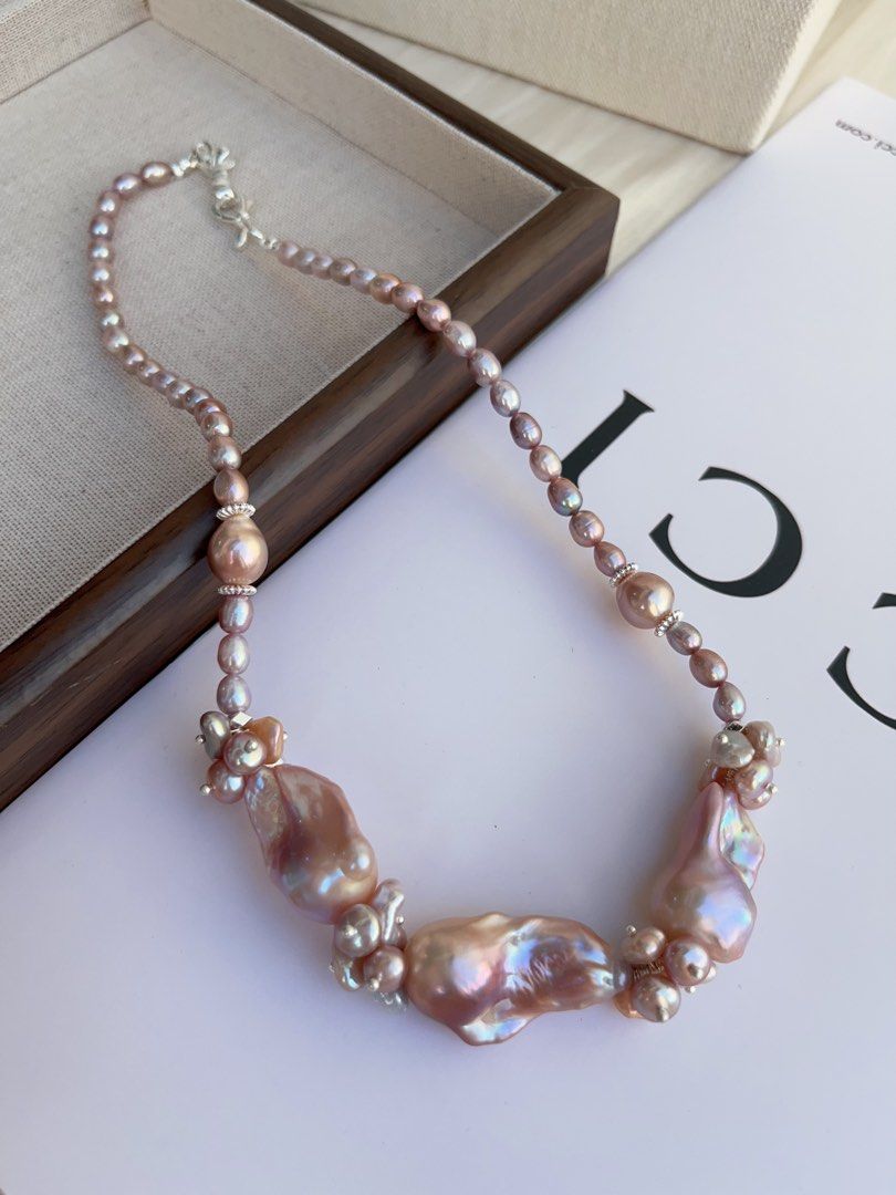 #PN989 [Floral Series] Freshwater Pearl Necklace | Purple Petals| Purple Big Fishtail Baroque Pearl | Lustrous | 41cm| You Are What You Wear