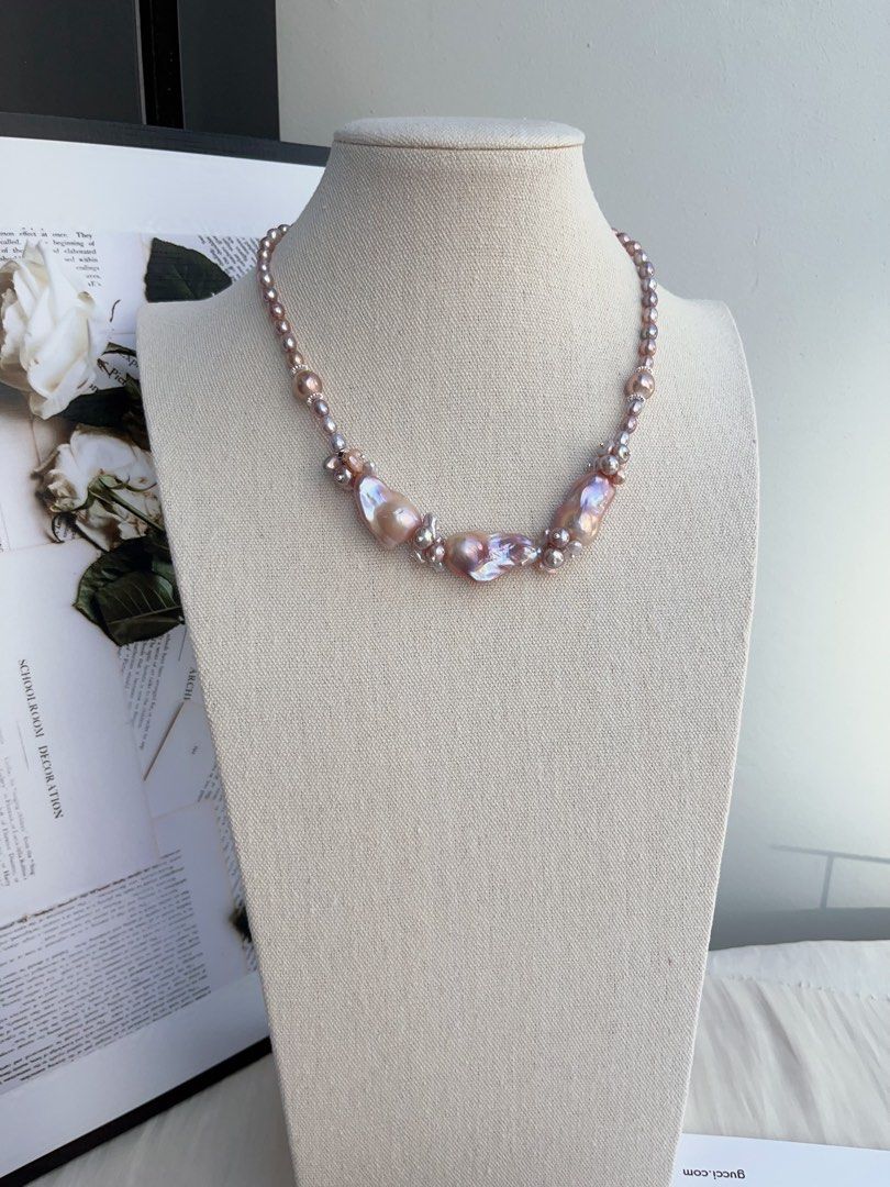 #PN989 [Floral Series] Freshwater Pearl Necklace | Purple Petals| Purple Big Fishtail Baroque Pearl | Lustrous | 41cm| You Are What You Wear