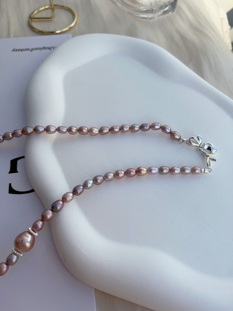 #PN989 [Floral Series] Freshwater Pearl Necklace | Purple Petals| Purple Big Fishtail Baroque Pearl | Lustrous | 41cm| You Are What You Wear