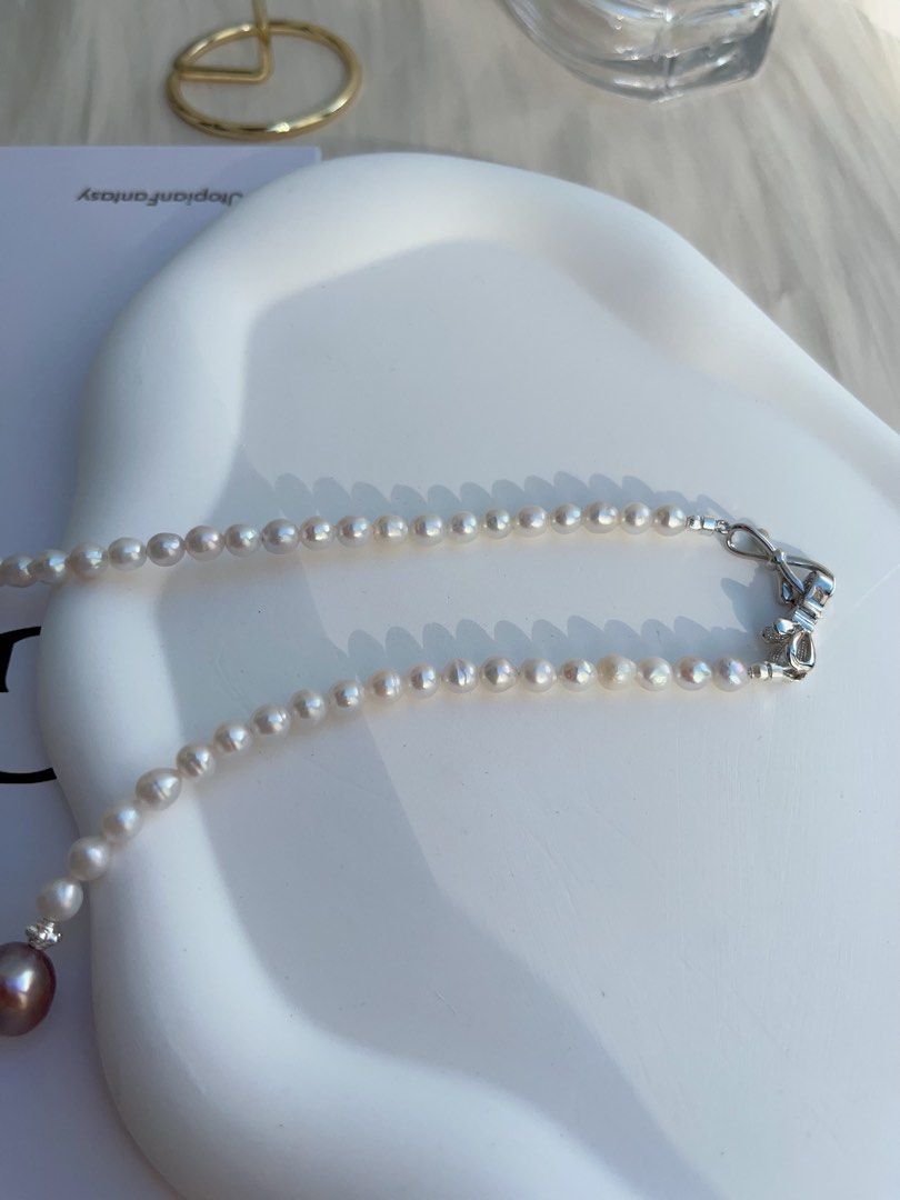 #PN990 [Floral Series] Freshwater Pearl Necklace | Fairy Purple | Lustrous Fishtail Baroque Pearl | Lace Design | Ultimate Elegance| Natural Flaws | 45cm| You Know What You Want