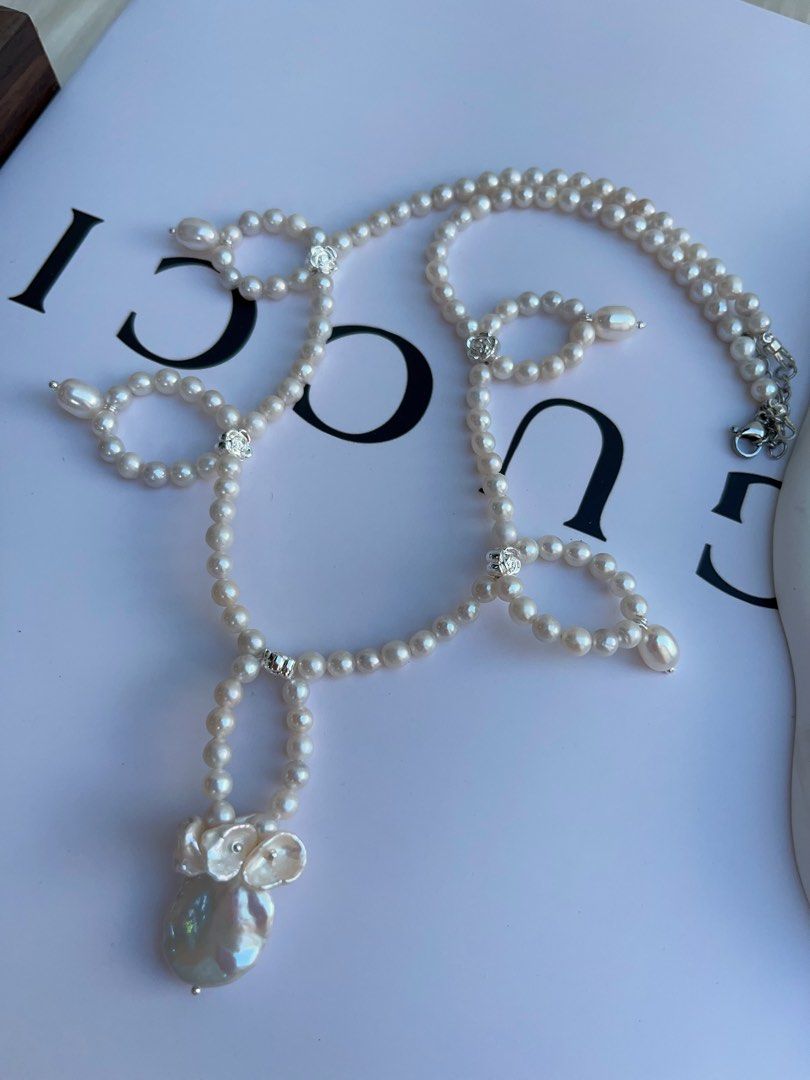 #PN991 [Floral Series] Freshwater Pearl Necklace | Princess On the Run| Braided | Lustrous Fishtail Baroque | Flower Ring Like|42+5cm| Delicacy & Elegance | Know Yourself Better