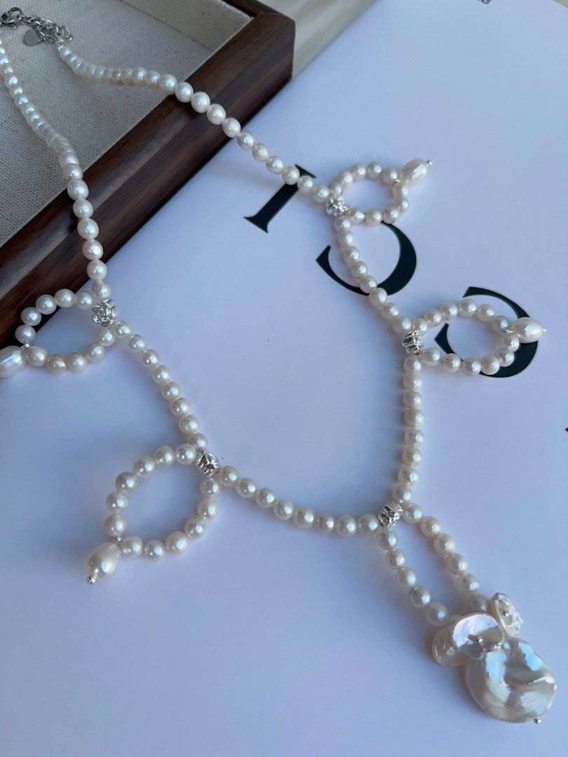 #PN991 [Floral Series] Freshwater Pearl Necklace | Princess On the Run| Braided | Lustrous Fishtail Baroque | Flower Ring Like|42+5cm| Delicacy & Elegance | Know Yourself Better