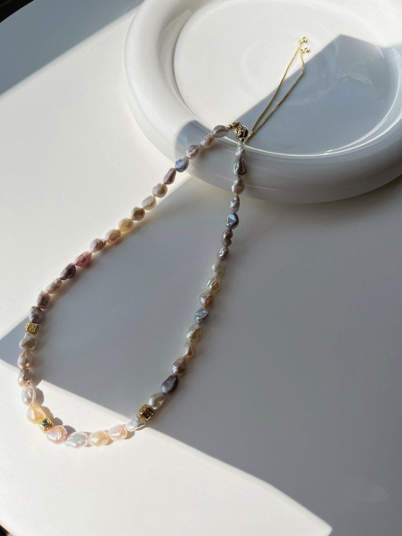 #PN527 Popular “Ancient Silver” Shaped Pearl|Freshwater Pearl Necklace |Adjustable Length