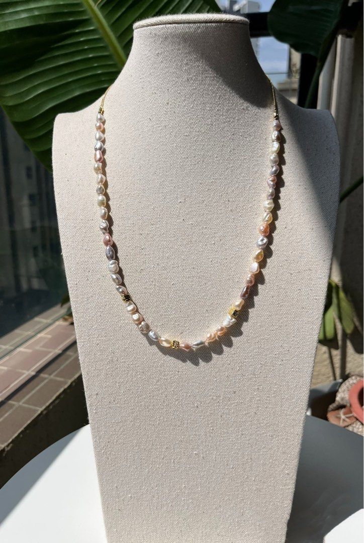 #PN527 Popular “Ancient Silver” Shaped Pearl|Freshwater Pearl Necklace |Adjustable Length