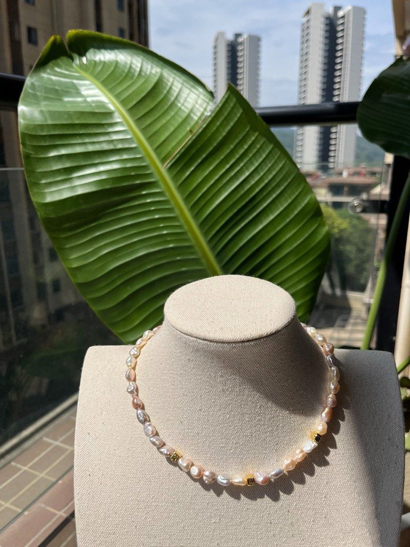 #PN527 Popular “Ancient Silver” Shaped Pearl|Freshwater Pearl Necklace |Adjustable Length