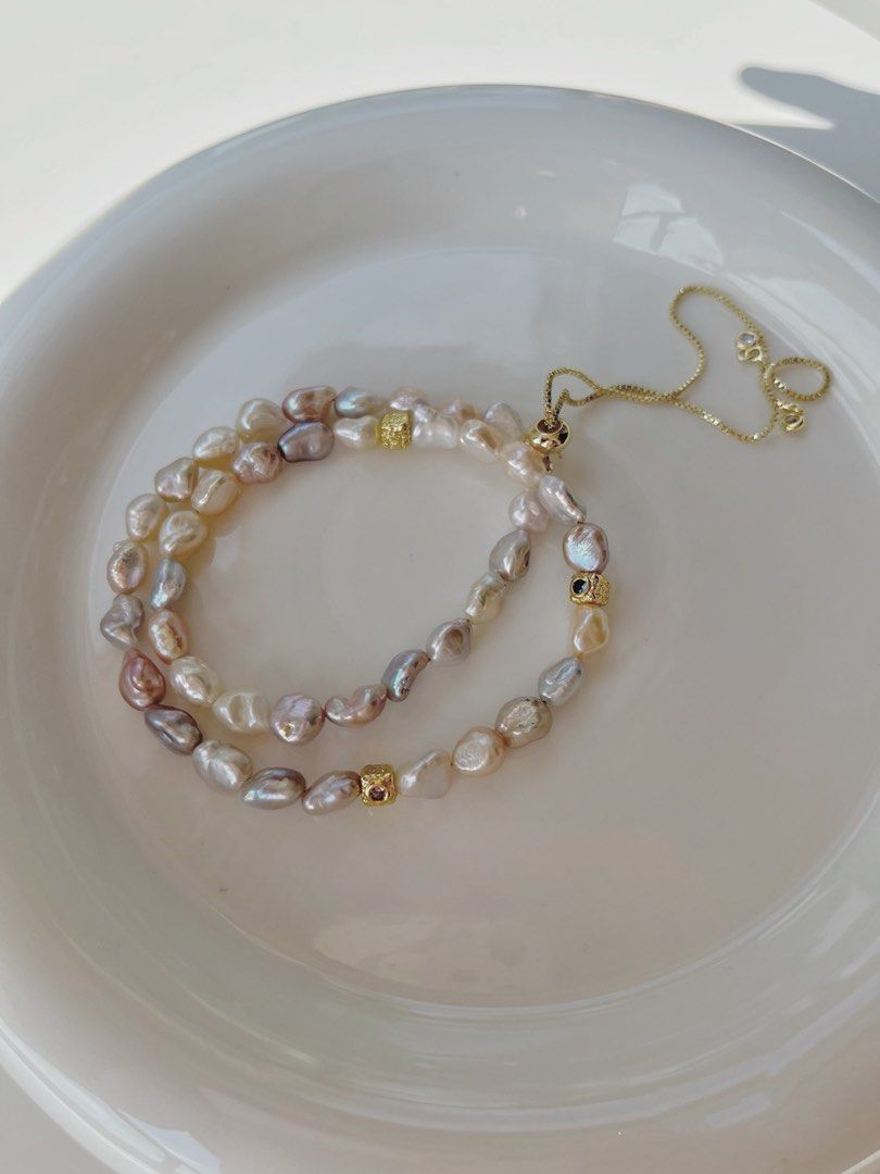 #PN527 Popular “Ancient Silver” Shaped Pearl|Freshwater Pearl Necklace |Adjustable Length