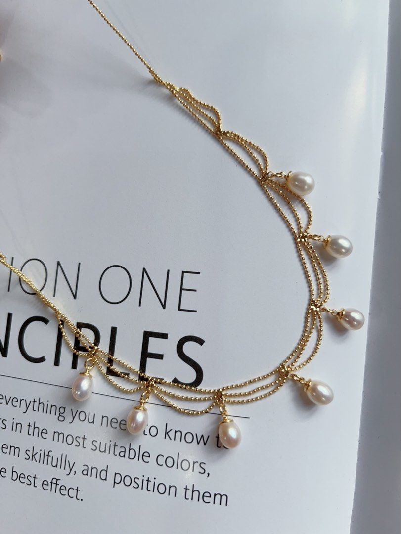 #PN602 Princess’s Jewellery |Handmade|Freshwater Pearl Necklace |Seven Dripping Rice Pearls|Excellent Lustre|Best Seller