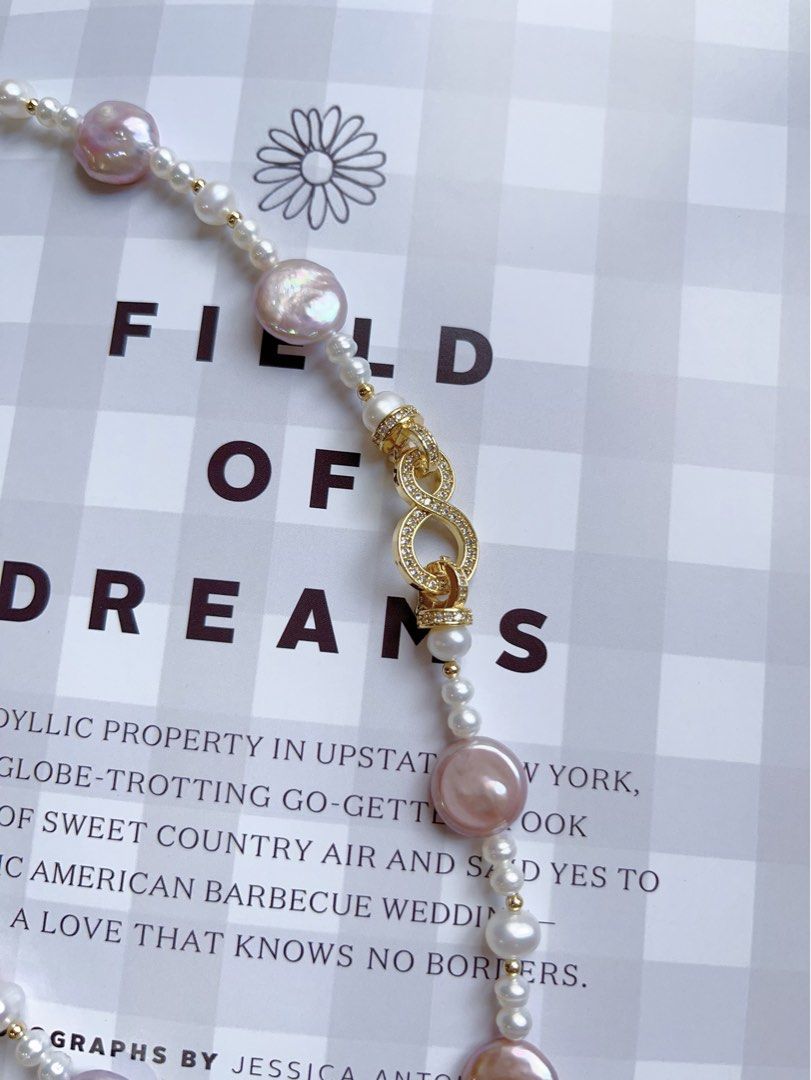 #PN523 Purple Coins| Freshwater Pearl Necklace |”8” Zircon Clasp|Coin Pearls |White Baby Baroque Pearl |Lustrous|Natural Growth Lines|Beautiful Light Purple