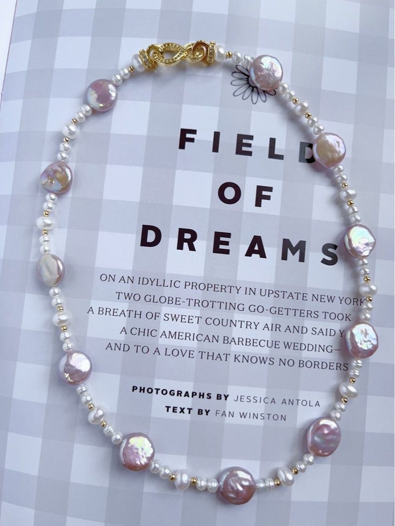 #PN523 Purple Coins| Freshwater Pearl Necklace |”8” Zircon Clasp|Coin Pearls |White Baby Baroque Pearl |Lustrous|Natural Growth Lines|Beautiful Light Purple