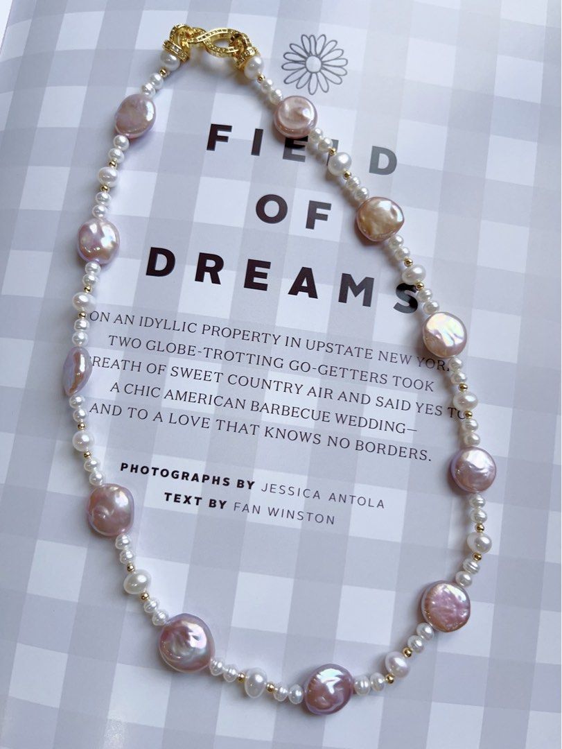 #PN523 Purple Coins| Freshwater Pearl Necklace |”8” Zircon Clasp|Coin Pearls |White Baby Baroque Pearl |Lustrous|Natural Growth Lines|Beautiful Light Purple