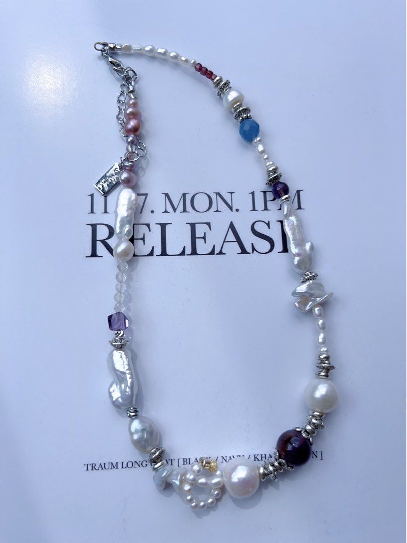 #PN588 [Sale]Purple Elf| Freshwater Pearl Necklace |Lustrous Baroque Pearl |”Lute” Pearl |Purple Quartz
