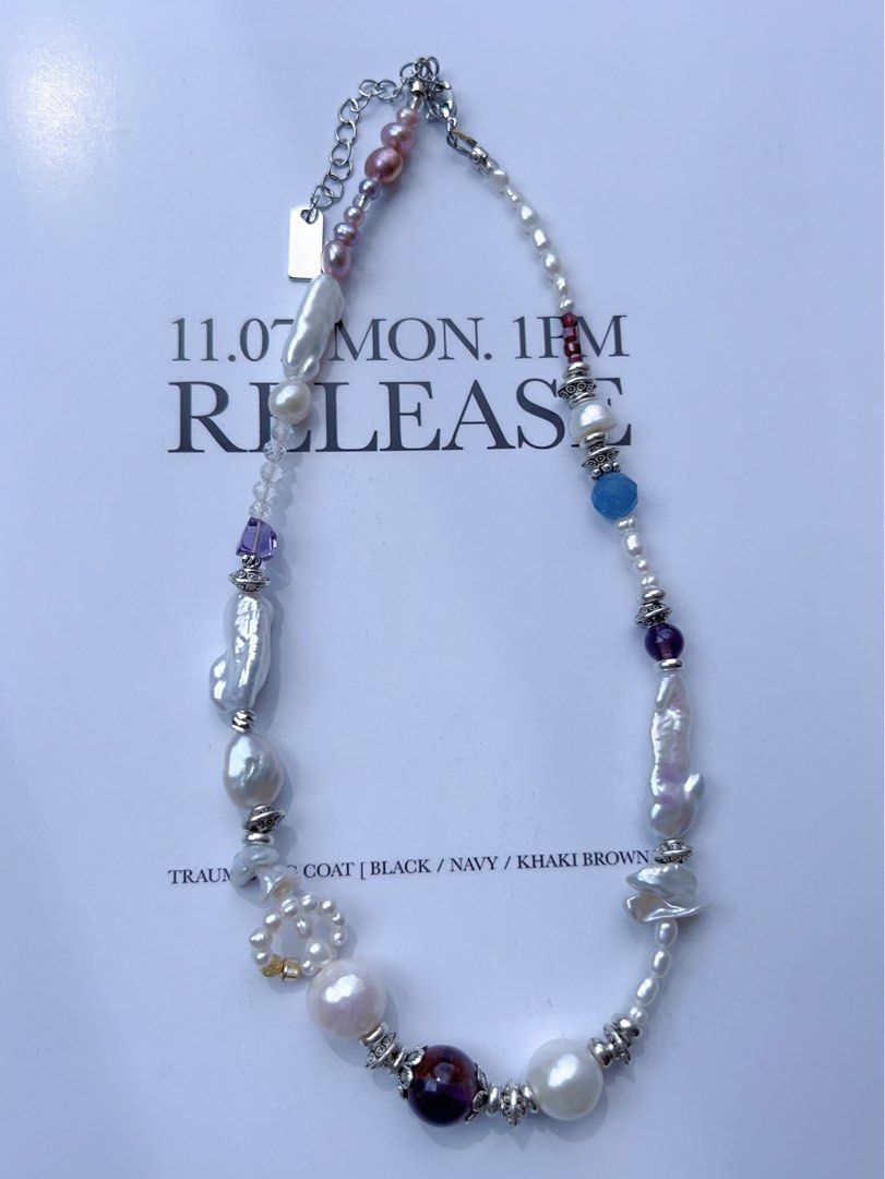 #PN588 [Sale]Purple Elf| Freshwater Pearl Necklace |Lustrous Baroque Pearl |”Lute” Pearl |Purple Quartz