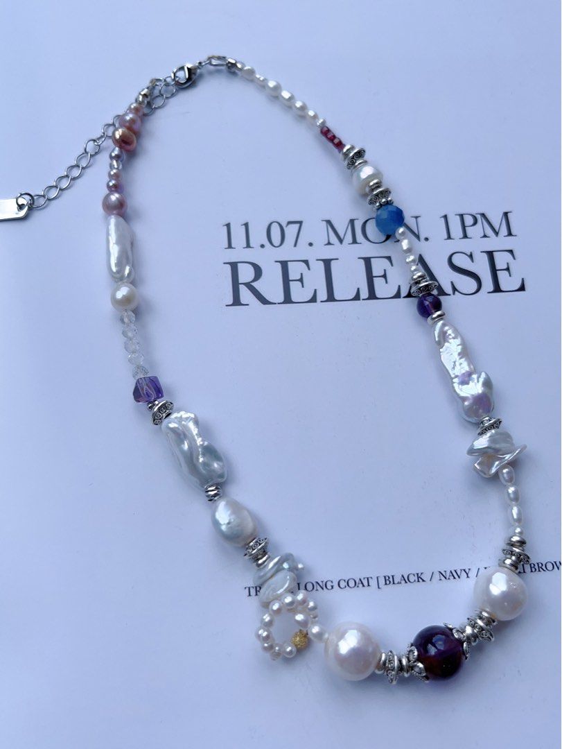 #PN588 [Sale]Purple Elf| Freshwater Pearl Necklace |Lustrous Baroque Pearl |”Lute” Pearl |Purple Quartz