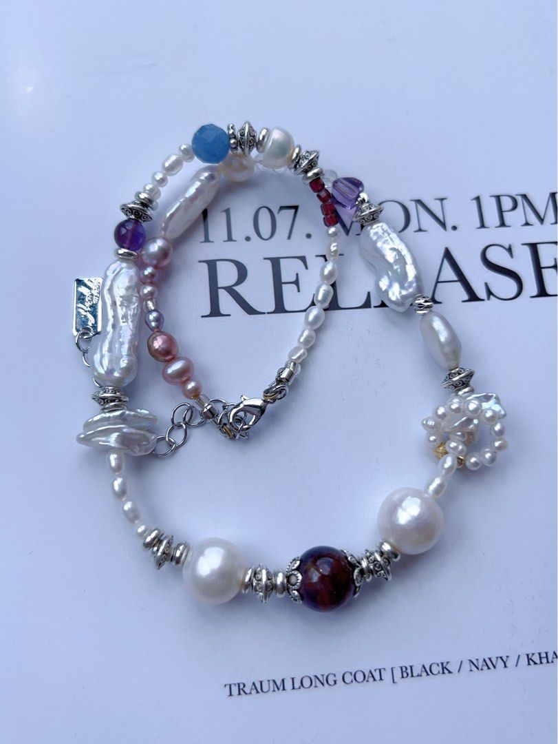 #PN588 [Sale]Purple Elf| Freshwater Pearl Necklace |Lustrous Baroque Pearl |”Lute” Pearl |Purple Quartz